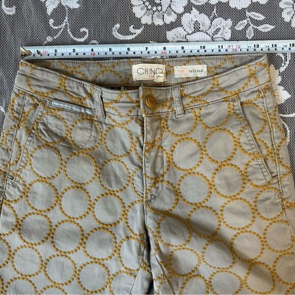 Anthropologie Relaxed Circle-Embroidered Chino Pants Sz 25 - Picture 12 of 16